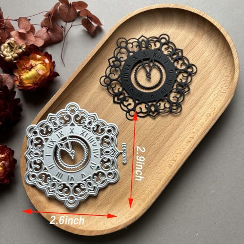 2 Styles Vintage Lace Gear Clock Cutting Dies for DIY Scrapbooking, Circle Retro Frame Metal Die Cuts for Card Making Embossing Photo Album Craft Decor 2.9 x 2.6 inch/3.3 x 2.5 inch - color: 2pcs Clock