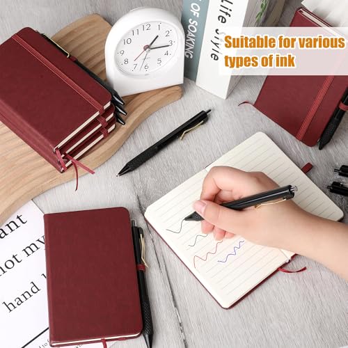 Aodaer 50 Sets Pocket Notebook Journal with Pens, 160 Pages, 3.5 x 5.5 Inch Mini Lined Journal Notebook A6 Leather Hardcover College Ruled Notepad with Pen Holder for School Office Gifts, Burgundy - color: Burgundy