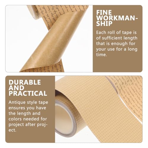 SEWACC Adhesive Tapes Vintage Washi Tape Decorative Adhesive Writable Kraft Paper Sticker for DIY Crafts Journals Planners Photo Frame Scrapbooking Wrapping 2 Rolls