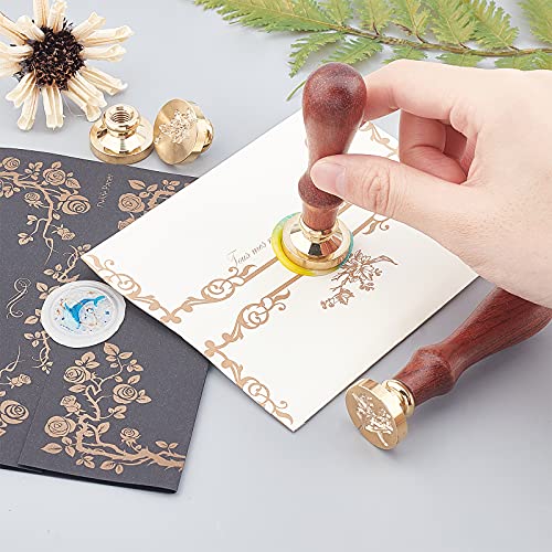 CRASPIRE Merry Christmas Sealing Wax Stamp Elk Snowflake Star X'Mas EVE 25mm Replaceable Wax Seal Stamp Brass Head for Christmas Invitations Envelope Cards Holiday - style: Christmas Elk