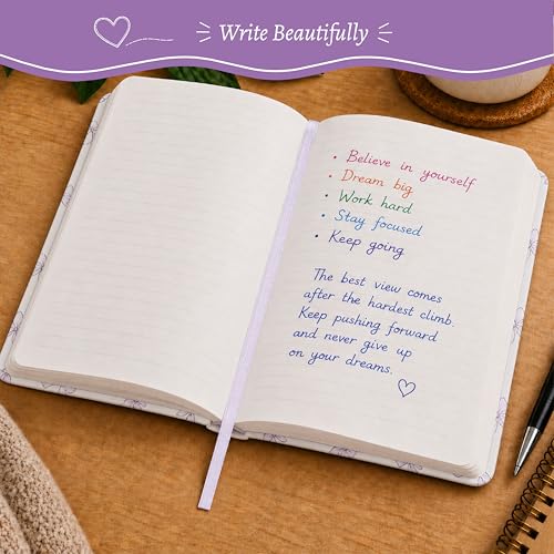 WORLD TRAVELER Eccolo A5 Lined Journal 256 Ivory Pages Lay Flat 6x8 - color: Purple Bow