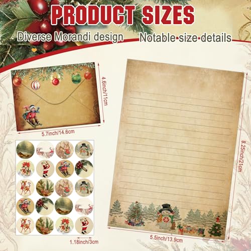 TaoBary 160 Pcs Christmas Vintage Stationery Paper and Envelopes Set - size: 5.5 x 8.25 Inch, style: Christmas Vintage