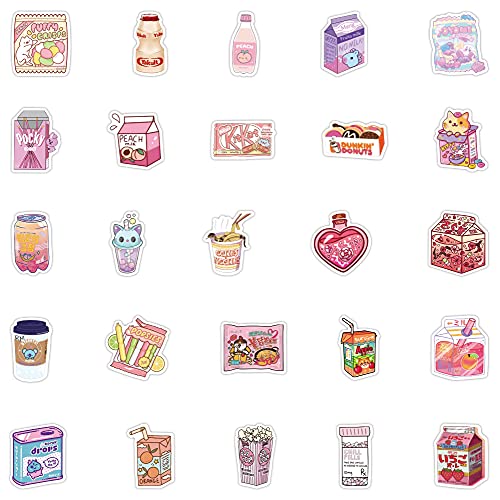 100pcs Cute Snack, Food, and Drink Stickers Set - Kawaii Small Stickers for Teens, Boys, Girls, and Adults