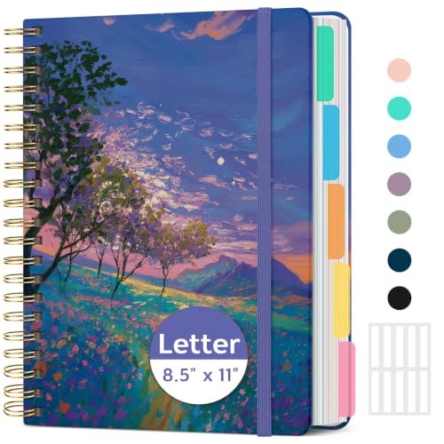 Taja Cute Large Spiral Lined Notebook for Work with 5 Removable Dividers - color: Z - Astral Meadow