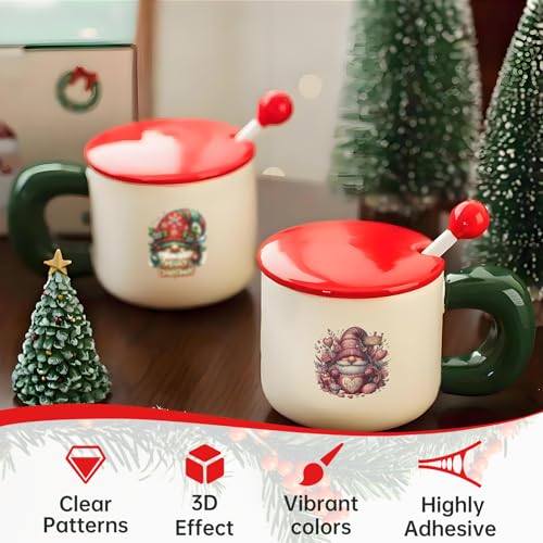 105 Pcs UV DTF Stickers Christmas Gnome Rub On Transfer for Cups