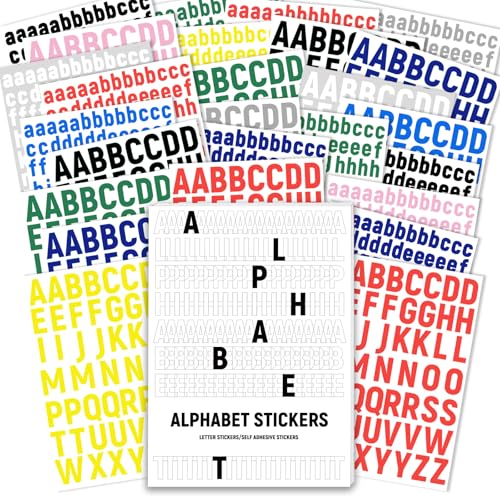 PRSTINCOL 3456 Pcs 36 Sheets Colorful Alphabet Stickers Pad, 9 Colors Self Adhesive Letter Number Stickers Vinyl Waterproof Decals for Mailbox Gift Decoration Door Classroom Decor DIY Crafts - color: Alphabet