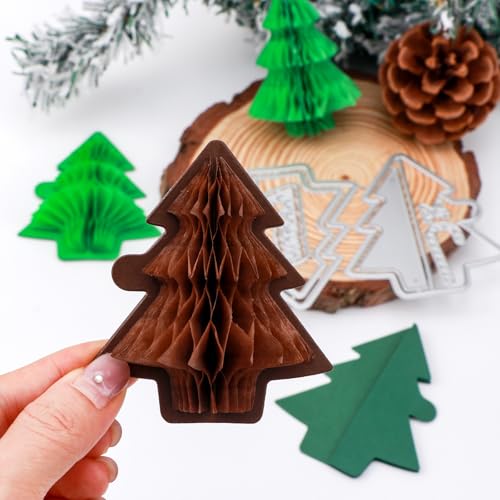 BAOFALI 8Pcs/Set Honeycomb Paper Pads and Christmas Tree Cutting Dies Set Whit Magnets Position.for DIY 3D Craft and Pop-Up Cards; 30 Layers 2cm Glue line Crafts Cardmaking Embellishments - color: Winter Christmas+Dies