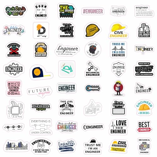 100Pcs Funny Engineering Stickers for Water Bottles - Waterproof Vinyl Engineer Laptop Decals, Engineer Gifts for Women, Engineering Party Favors, Gifts for Women & Men - color: Engineering Stickers