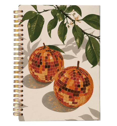 Retro Funky Orange Disco Ball Notebook Gifts for Women 5.5x8.3 - color: White-5