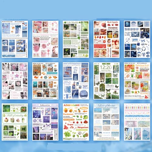 Alideco 30pcs Scrapbook Stickers Vintage Cakes Cuisine Desserts Sticker Book for Adults Sticker journaling Stickers for Scrapbooking (haifengxuyu) - color: Haifengxuyu