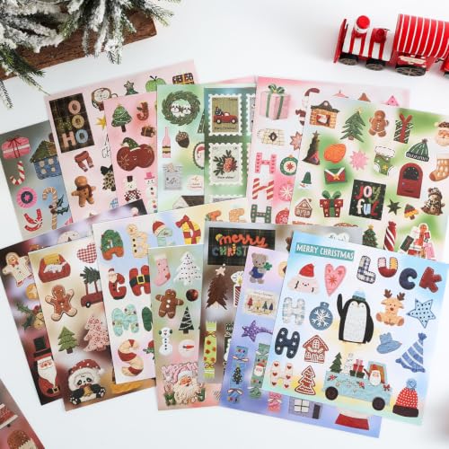 600+ PCS Cute Christmas Scrapbook Sticker Book, Holiday Decor & Ins Little Object Theme Stickers, Art Scrapbook Supplies for Adults Teens Women Girls Junk Journaling Planner Crafts - style: Christmas Style