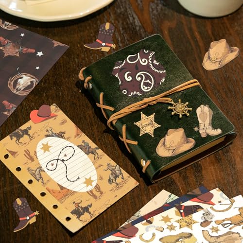 24 Sheets Western Cowboy Scrapbook Paper, 11.8x11.8 Inch Double-Sided Print West Desert Cactus Rodeo Boots Decorative Craft Paper, Scrapbook Specialty Papers for Card Making Photo Album Decor - color: WW087NHXBNZ