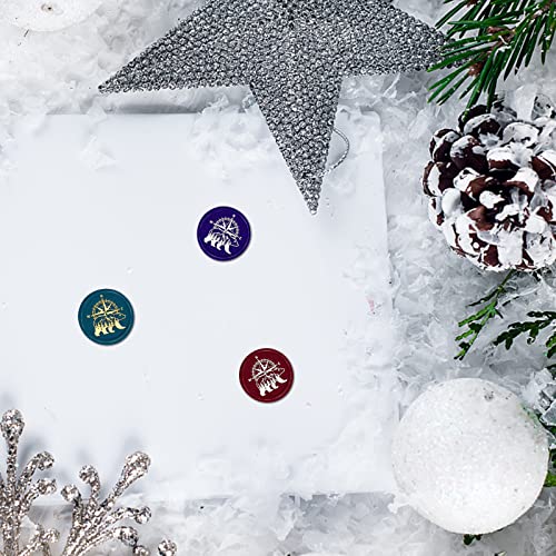 CRASPIRE Polar Bear Wax Seal Stamp Compass Sealing Wax Stamps Mountain 30mm Retro Vintage Removable Brass Stamp Head with Wood Handle for Wedding Invitations Halloween Packing - style: Polar Bear, Compass, Mountain