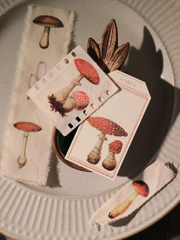 CATaireen Rub on Transfers for Crafts Vintage Scrapbooking Stickers Small Decals Adults Journaling DIY Supplies Use for Fabric Paper Wood Stone Canvas Acrylic Cloth (Mushroom) - style: Mushroom