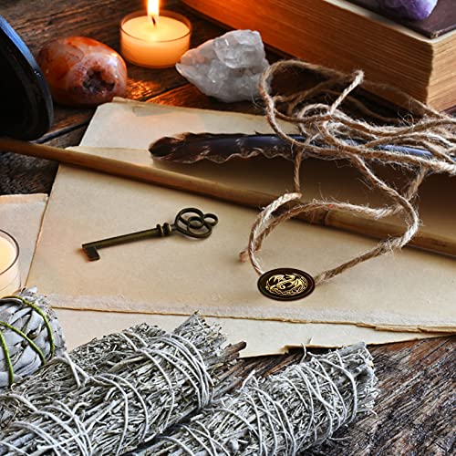 CRASPIRE Dragon Wax Seal Stamp Moon Vintage Sealing Wax Stamps Celtic Knot 30mm Retro Wood Stamp Removable Brass Head for Wedding Invitations Envelopes Halloween Christmas Thanksgiving Gift Packing - style: Dragon Moon Celtic Knot