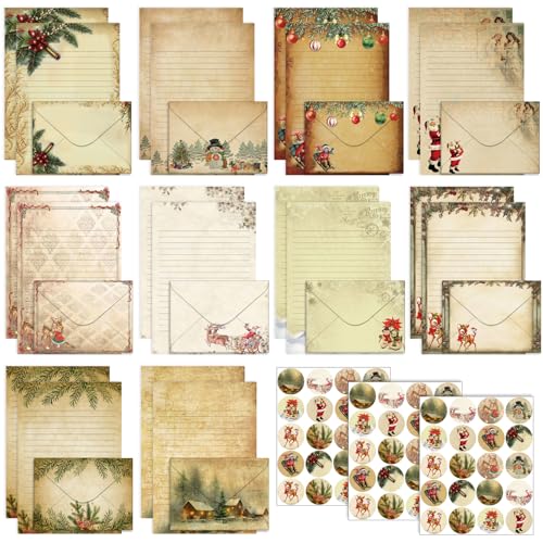 TaoBary 160 Pcs Christmas Vintage Stationery Paper and Envelopes Set - size: 5.5 x 8.25 Inch, style: Christmas Vintage