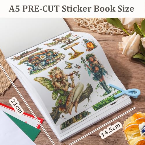 Snycler Sticker Book - 20 Sheets Vintage PET Stickers for Scrapbooking, Junk Journaling, Ephemera, and Decorative Crafts-The Elfs Cottage - color: The Elfs Cottage