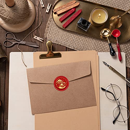 CRASPIRE Mushrooms Wax Seal Stamp Magic Sealing Wax Stamps 30mm Retro Vintage Removable Brass Head with Wood Handle for Wedding Invitations Halloween Christmas Thanksgiving Gift Packing