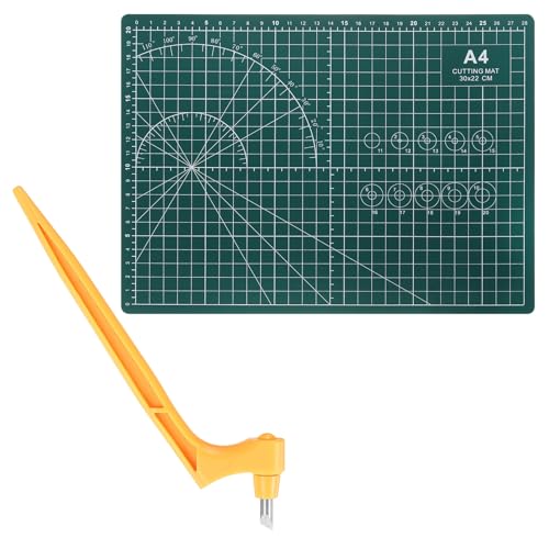 HARFINGTON Craft Cutting Tools 30 Degree Blades 360 Degree Rotating Blade Stainless Steel Cutter Pen Knife with Mat for DIY Crafts Stencils Scrapbooks, Yellow - color: Yellow