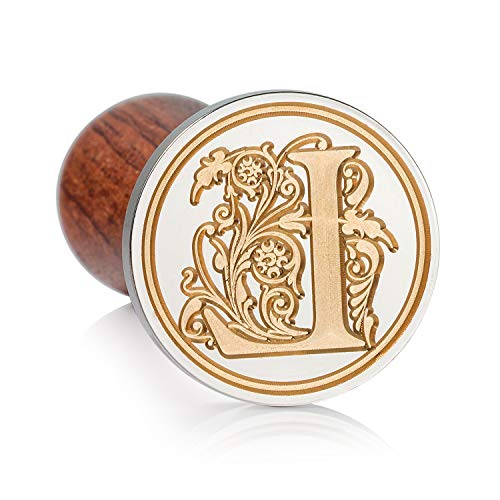 Mceal Wax Seal Stamp, Large Seal 1 1/5"(30mm) Dia, Silver Brass Head with Wooden Handle, Regal Letter A to Z Series (Letter L) - color: L