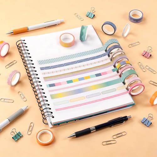 Washi Tape Set of 18 Rolls, Assorted Sizes, Decorative Tape for Journaling, Scrapbook, DIY Décor, Craft Supplies, Gift Wrapping, Color Block - color: Color Block