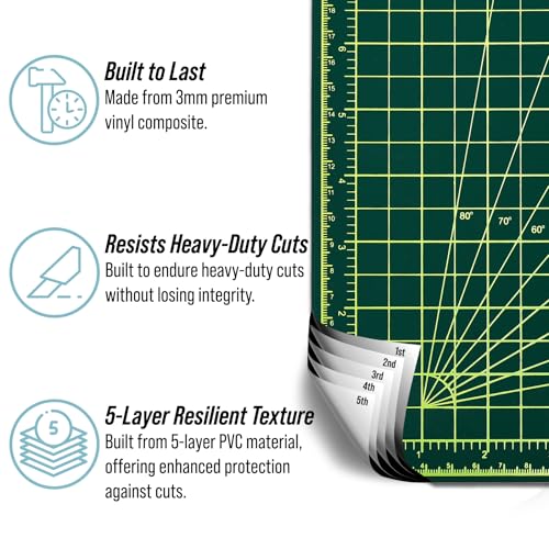 Adir Professional Self Reversible Healing Cutting Mat, 18 by 36-Inch, Green/Black - size: 36"L x 18"W