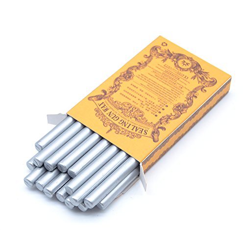 Silver Wax Seal Sticks for Small Glue Gun, Homemade Wedding Invitation Wax Seals - Pack of 16 | Making wax seals for wedding invitation, thanks cards and envelopes, christmas gift wrapping, place card - color: Silver, size: Small