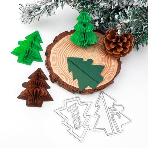 BAOFALI 8Pcs/Set Honeycomb Paper Pads and Christmas Tree Cutting Dies Set Whit Magnets Position.for DIY 3D Craft and Pop-Up Cards; 30 Layers 2cm Glue line Crafts Cardmaking Embellishments - color: Winter Christmas+Dies