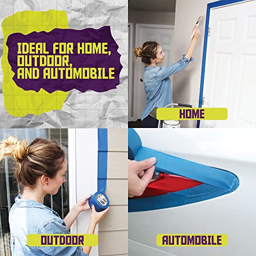 ATack Blue Painters Tape 2 Inch Wide Bulk 24-Pack 4320ft Total Residue-Free UV-Resistant Blue Masking Tape 2 Inch Wide for Walls, Indoor, Outdoor Home Painting Supplies (1.88-Inch x 180-Feet) - size: 1.88 Inches x 60 Yards (24-Pack)