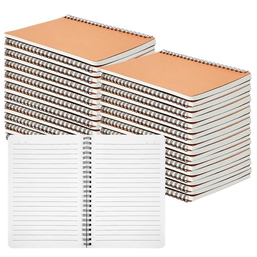 MySHUCE 24 Pack Spiral Notebooks A5 Lined College Ruled Journals Bulk Thick Paper for Work, Study, Notes Taking, Gifts 120 Pages/60 Sheets Spiral Notebook with Kraft Paper Cover for School Office