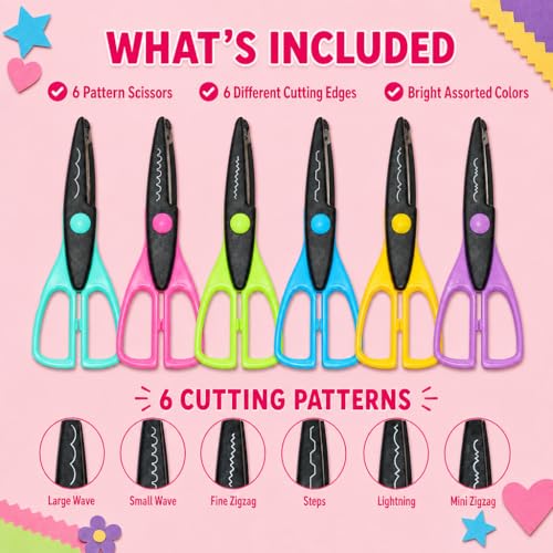 Decorative Edge Scissors Set, 6 Pack Craft Scissors for Kids Paper Crafts - size: 6 Pack