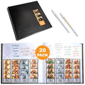 2x6 Strip Album, Black Cover White Pages, 2 Gel Pens, 20pk - color: B&W, size: 20