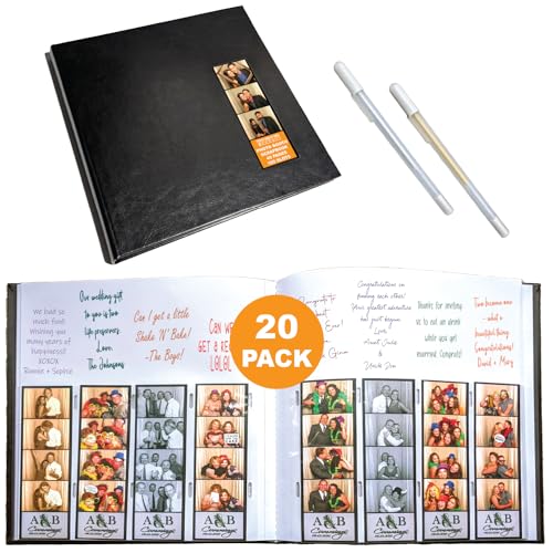 2x6 Strip Album, Black Cover White Pages, 2 Gel Pens, 20pk - color: B&W, size: 20