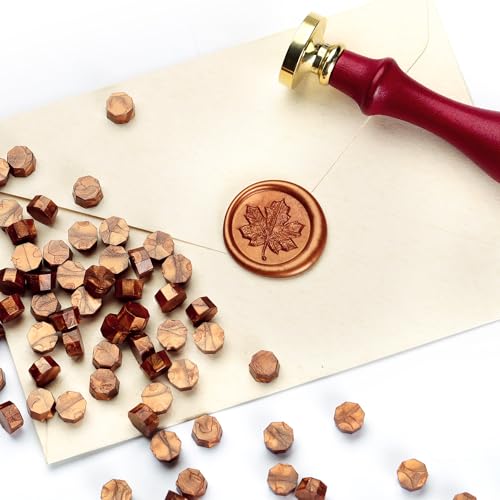 300 Pcs Red Gold Sealing Wax Beads Smooth Melt Beads for Stamp Seals - color: Red Gold