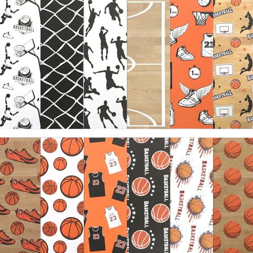24 Sheets Basketball Pattern Scrapbook Paper, 11.8x11.8 Inch Double-Sided Print Basketball Patterned Decorative Craft Paper, Scrapbook Specialty Papers for Card Making Photo Album Decor - color: WW027YDLQGL