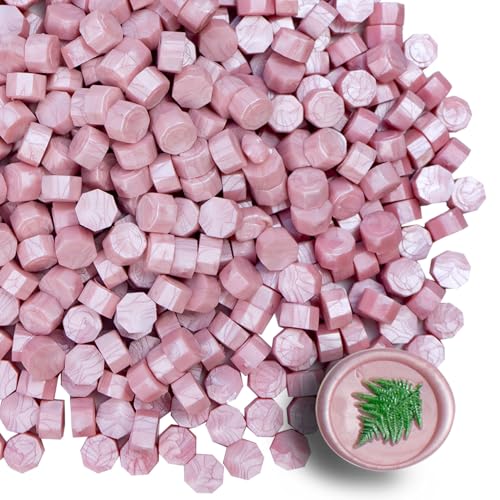 Premium Wax Seal Beads - 520 Pearlescent Pink Sealing Pellets for Letters, Greeting Cards, Wine Bottles & Crafts | Professional-Grade for Wedding Invitations & DIY Projects - style: Pearlescent Pink