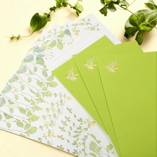 37 Pcs Stationery Paper Envelopes Set | Includes 24 Writing Paper & 12 Envelopes & 48 Stickers, Inlaid Flower Letter Writing Paper Envelopes (4Style) - color: Elegant