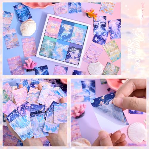 6 Sets 300 Sheets Washi Stickers for Journaling, Colorful Ocean Sticker Book with Sea Creatures, Dreamy Style Scrapbook Sticker Set for Bullet Journal Art Diary Card Craft Gifts Planner Notebook - style: Ocean Style