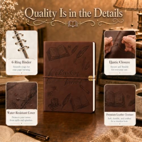 Reading Journal for Book Tracking PU Leather Book Journal (Brown) - color: Brown