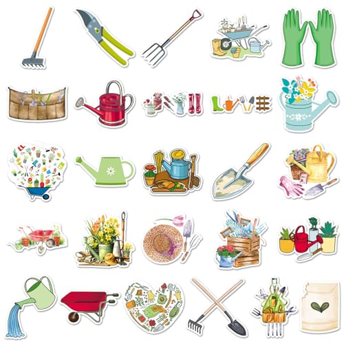 50PCS Gardening Tools Stickers, for Scrapbooking,Laptops,Phones,and Water Bottles,Garden Theme Decals for Gardeners and Nature Enthusiasts Vinyl Decals for Kids Teens Adults (Colourful-2) - color: Colourful-2