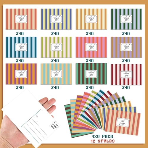Kosiz 120pcs Summer Palm Beach Stripes Thank You Cards 4 x 6 Inch Postcards - style: Palm Beach Thank You