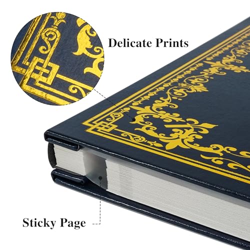 Vienrose Self Adhesive Photo Album, 13.19x12.8 Inch, 60 Pages, Navy Blue - color: Navy Blue, size: 12.8"x13.19" 60 Pages