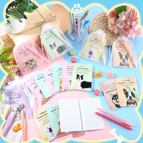 Mooliwe 48 Pcs Affirmation Notebooks Pens Bulk Gifts, Gratitude,Dog | Small Bags Included, Motivational Notepads for Women, Daily Affirmations Journal, Stress Relief Self-care, Employee Rewards - style: Dog