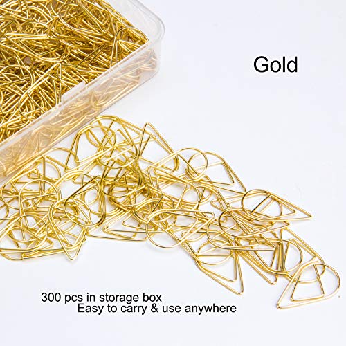 VENCINK 300 Pcs Gold Paper Clips Teardrop Cute Paperclips - color: Gold, size: Small (1 inch )