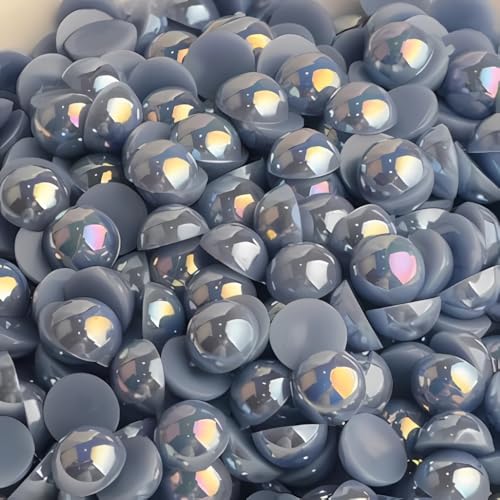1500 Pcs AB Half Pearls for Crafting, Mixed Sizes 3/4/5/6/8/10mm Flatback Pearl Beads for Crafts, Gems for Nail Art Making, Shoes Clothes Embellishments (A34 Medium Blue AB) - color: A34 Medium Blue AB