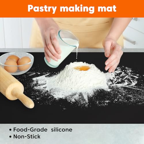 Large Silicone Mat for Countertop, 16"x72" Heat Resistant Mat, Black - color: Black, size: 72"L x 16"W