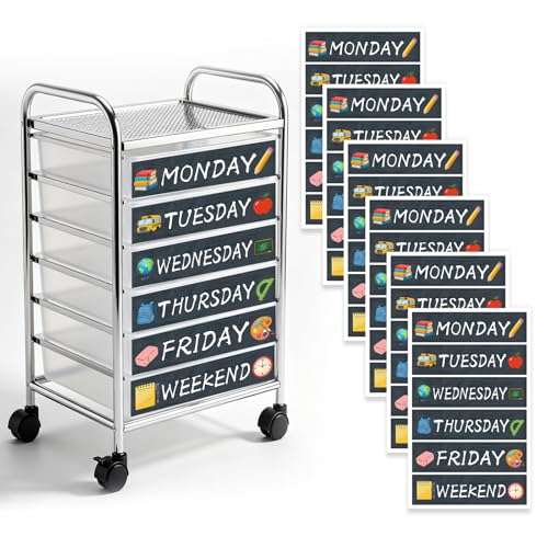 36 Pcs Days of The Week Stickers, Large Monday to Friday with Weekend Labels Classroom Rolling Cart Stickers, Waterproof Back to School Chalkboard Weekly Organizer Decals for Kids - color: Chalkboard Stationery