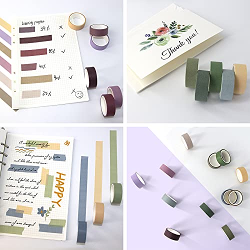 Mooker 20 Rolls Washi Tape Set, Colored Masking Tape, Decorative Nature Colored Tapes for Arts, DIY Crafts, Bullet Journals, Scrapbooking - 15mm Wide - size: 15mm wide 20 rolls