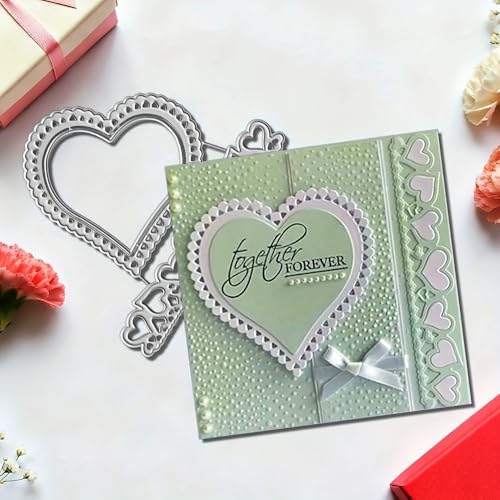 Lapoo 3D Backgrounds Frame Metal Cutting Die for Scrapbooking, New Cutting Dies DIY Album Card Making Decor Paper Craft Metal Die Cuts Party Wedding Decorations (Heart-Shaped 4.7 x 4.1 in) - color: Heart-Shaped 4.7 x 4.1 in