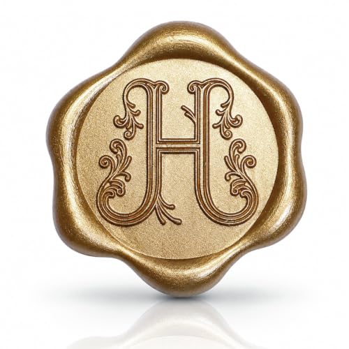 SWANGSA Antique Gold Initial Alphabet H Wax Seal Stickers, 50 Pcs Vintage Letter Self- Adhesive Envelope Seal Stickers for Wedding, Christmas, Invitation, Gift Wrapping, Party - color: Letter H, Antique Gold